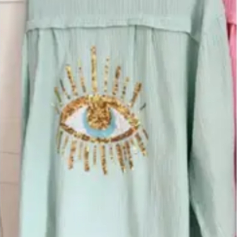Embroidered Eye Design Swim Coverup